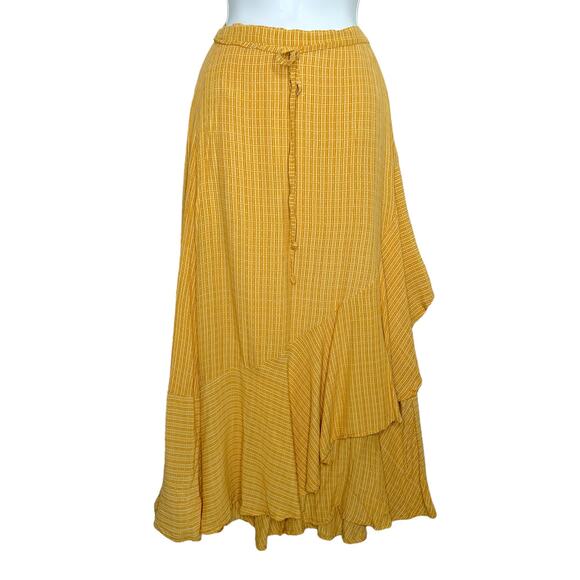 Faithfull the Brand Dresses & Skirts - Faithfull the Brand 6 Golden Yellow Midi True Wrap Skirt Tie Waist Boho Earthy